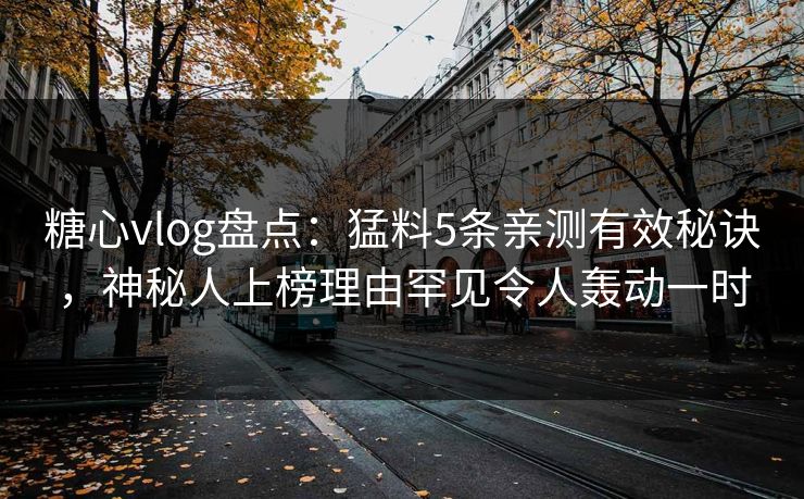 糖心vlog盘点：猛料5条亲测有效秘诀，神秘人上榜理由罕见令人轰动一时