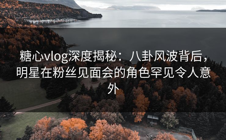 糖心vlog深度揭秘：八卦风波背后，明星在粉丝见面会的角色罕见令人意外