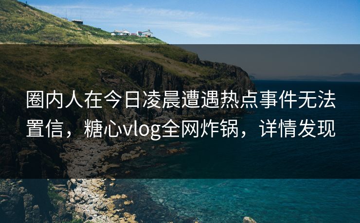 圈内人在今日凌晨遭遇热点事件无法置信，糖心vlog全网炸锅，详情发现