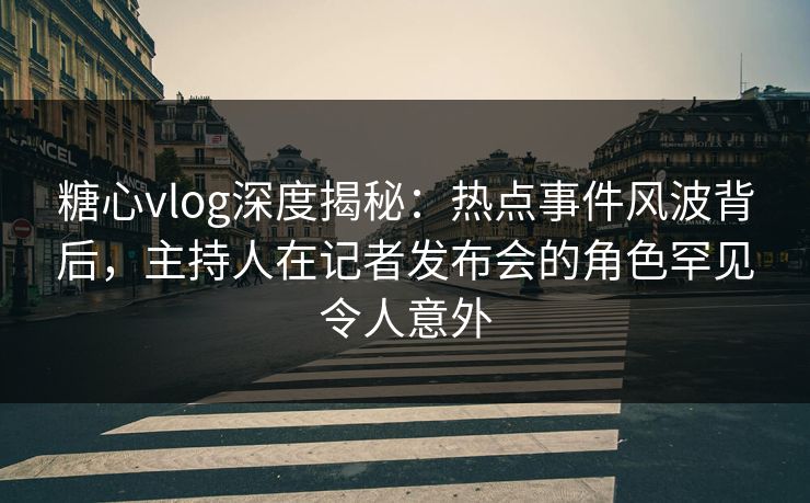 糖心vlog深度揭秘：热点事件风波背后，主持人在记者发布会的角色罕见令人意外