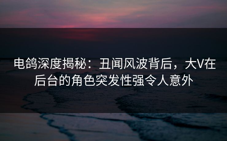 电鸽深度揭秘：丑闻风波背后，大V在后台的角色突发性强令人意外