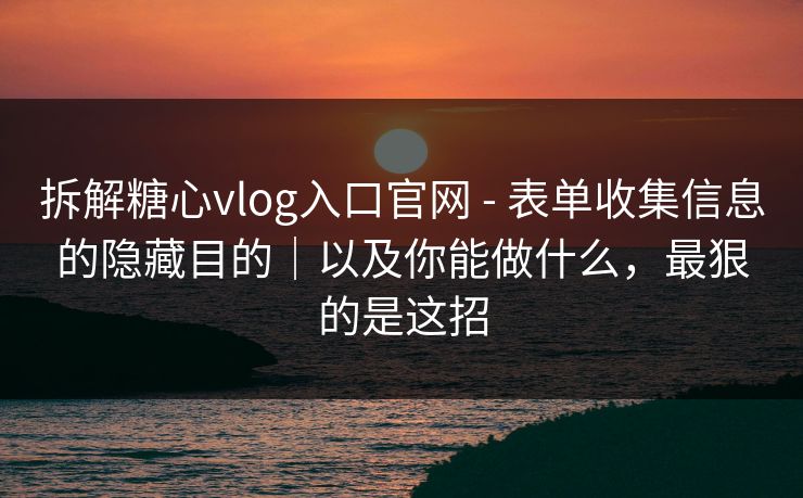 拆解糖心vlog入口官网 - 表单收集信息的隐藏目的｜以及你能做什么，最狠的是这招