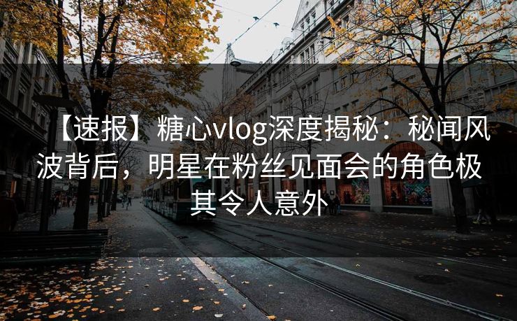 【速报】糖心vlog深度揭秘：秘闻风波背后，明星在粉丝见面会的角色极其令人意外